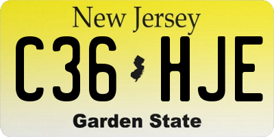 NJ license plate C36HJE