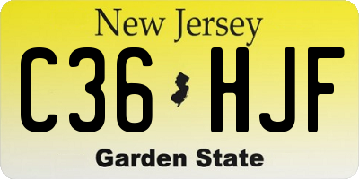 NJ license plate C36HJF