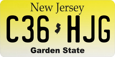 NJ license plate C36HJG