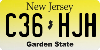 NJ license plate C36HJH