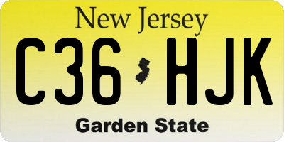 NJ license plate C36HJK