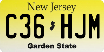 NJ license plate C36HJM