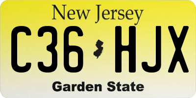 NJ license plate C36HJX