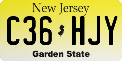 NJ license plate C36HJY