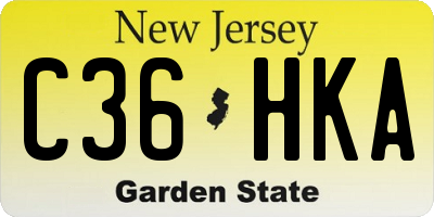 NJ license plate C36HKA