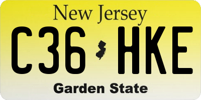 NJ license plate C36HKE