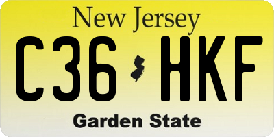 NJ license plate C36HKF