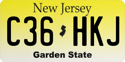 NJ license plate C36HKJ