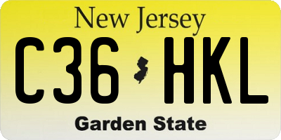 NJ license plate C36HKL