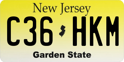 NJ license plate C36HKM