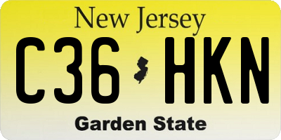 NJ license plate C36HKN