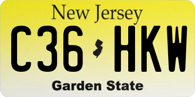 NJ license plate C36HKW