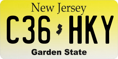 NJ license plate C36HKY
