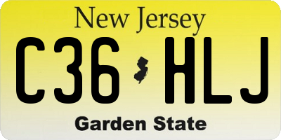 NJ license plate C36HLJ