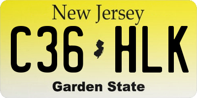 NJ license plate C36HLK