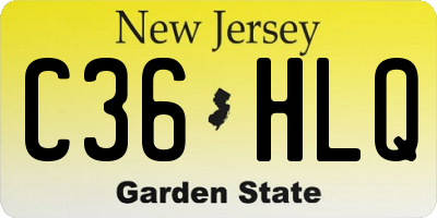 NJ license plate C36HLQ