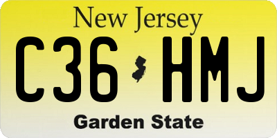 NJ license plate C36HMJ