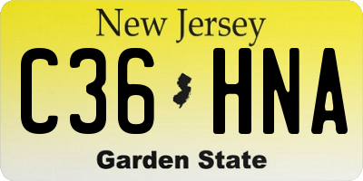 NJ license plate C36HNA