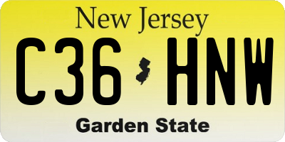 NJ license plate C36HNW