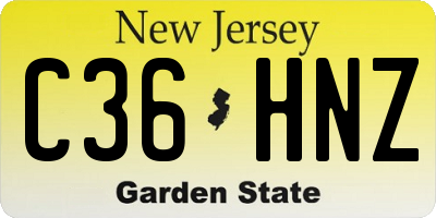 NJ license plate C36HNZ