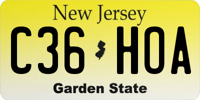 NJ license plate C36HOA