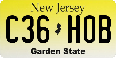NJ license plate C36HOB