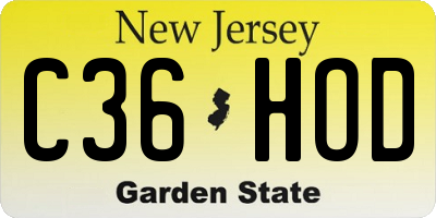 NJ license plate C36HOD