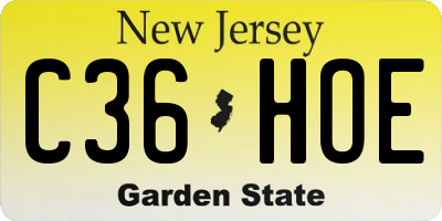 NJ license plate C36HOE