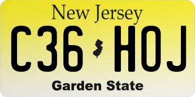 NJ license plate C36HOJ