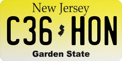 NJ license plate C36HON