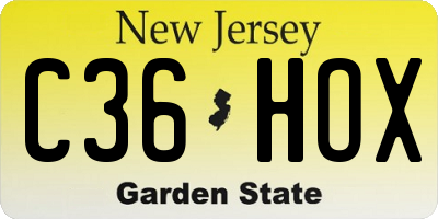 NJ license plate C36HOX