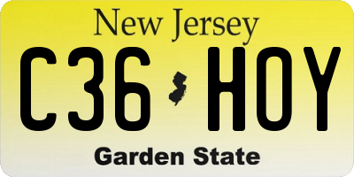 NJ license plate C36HOY