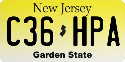 NJ license plate C36HPA