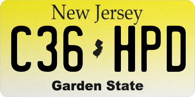 NJ license plate C36HPD