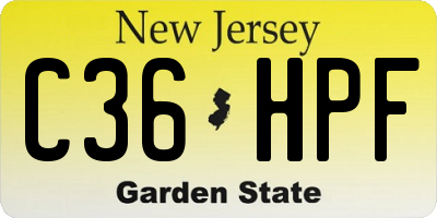 NJ license plate C36HPF