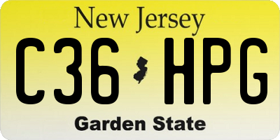 NJ license plate C36HPG