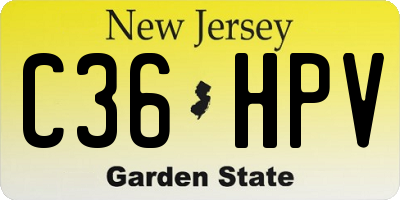 NJ license plate C36HPV
