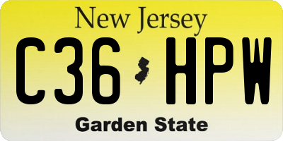 NJ license plate C36HPW