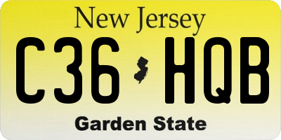 NJ license plate C36HQB