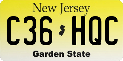 NJ license plate C36HQC