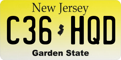 NJ license plate C36HQD