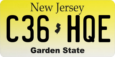 NJ license plate C36HQE