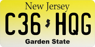 NJ license plate C36HQG