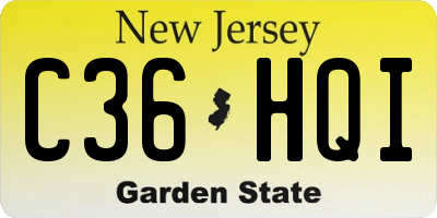 NJ license plate C36HQI