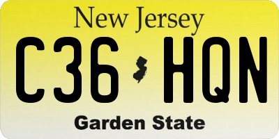 NJ license plate C36HQN