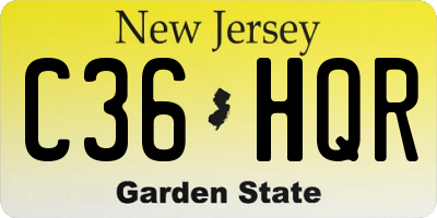 NJ license plate C36HQR