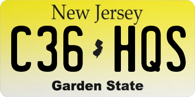 NJ license plate C36HQS