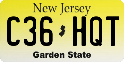 NJ license plate C36HQT