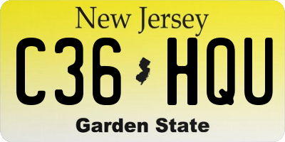 NJ license plate C36HQU