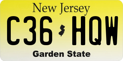 NJ license plate C36HQW